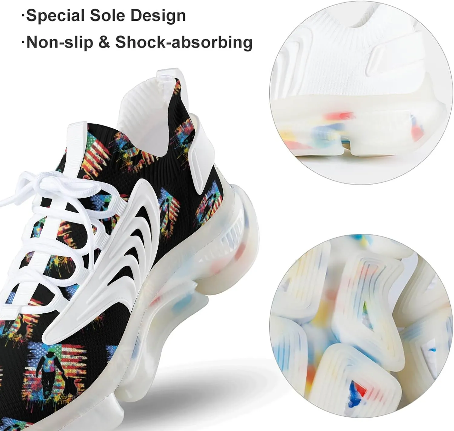 American Flag Papa Bear Men's Running Shoes Lightweight Walking Shoe Breathable Sneaker