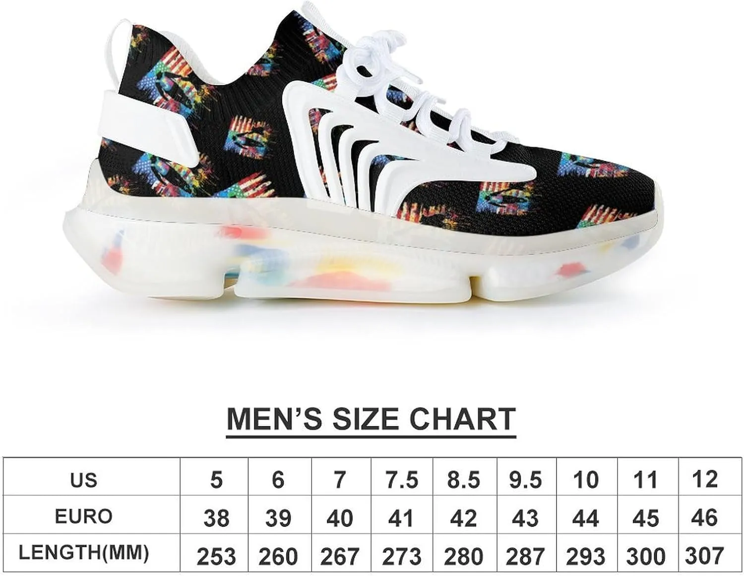 American Flag Papa Bear Men's Running Shoes Lightweight Walking Shoe Breathable Sneaker