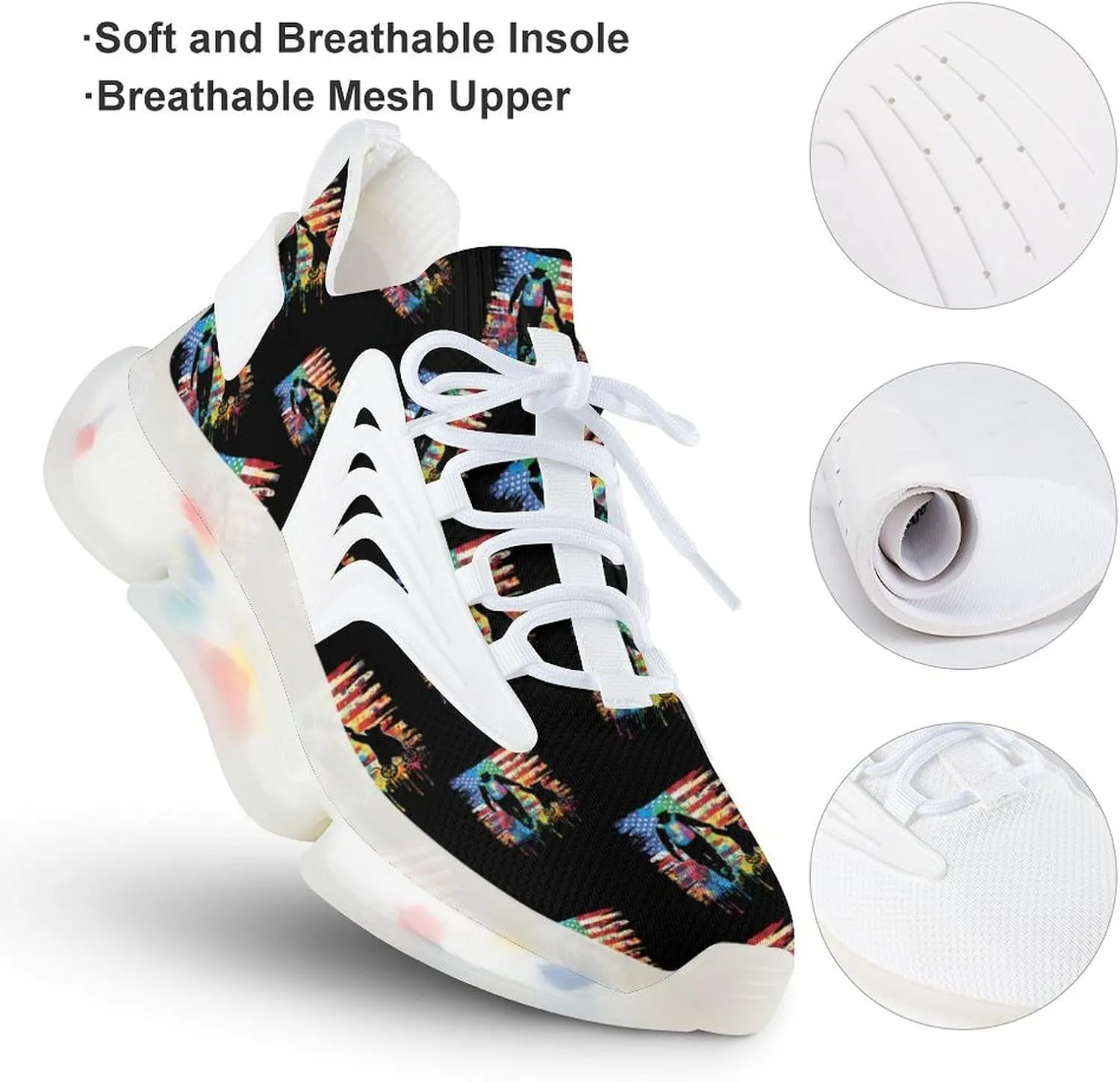 American Flag Papa Bear Men's Running Shoes Lightweight Walking Shoe Breathable Sneaker