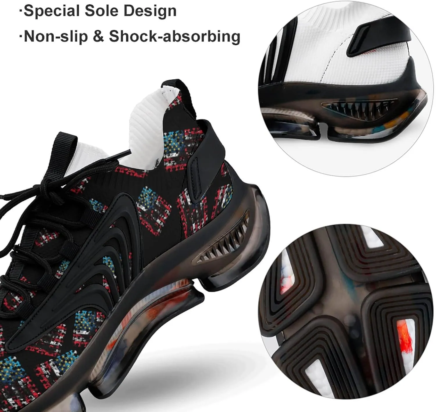 American Flag Puzzle Men's Running Shoes Lightweight Walking Shoe Breathable Sneaker
