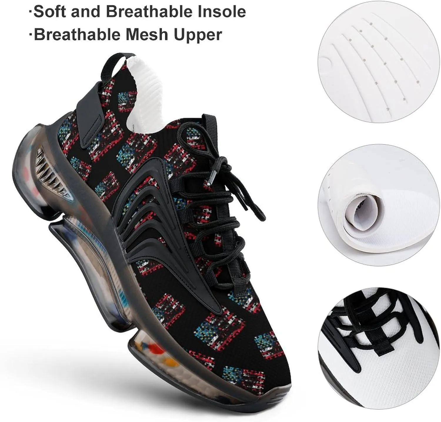 American Flag Puzzle Men's Running Shoes Lightweight Walking Shoe Breathable Sneaker