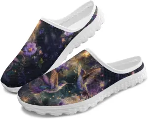 Animal Print Mule Sneakers for Women Mesh Running Shoes Low Top Mesh Loafers for Indoor Outdoor