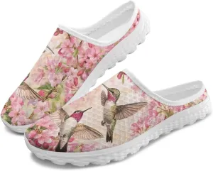 Animal Print Mule Sneakers for Women Mesh Running Shoes Low Top Mesh Loafers for Indoor Outdoor