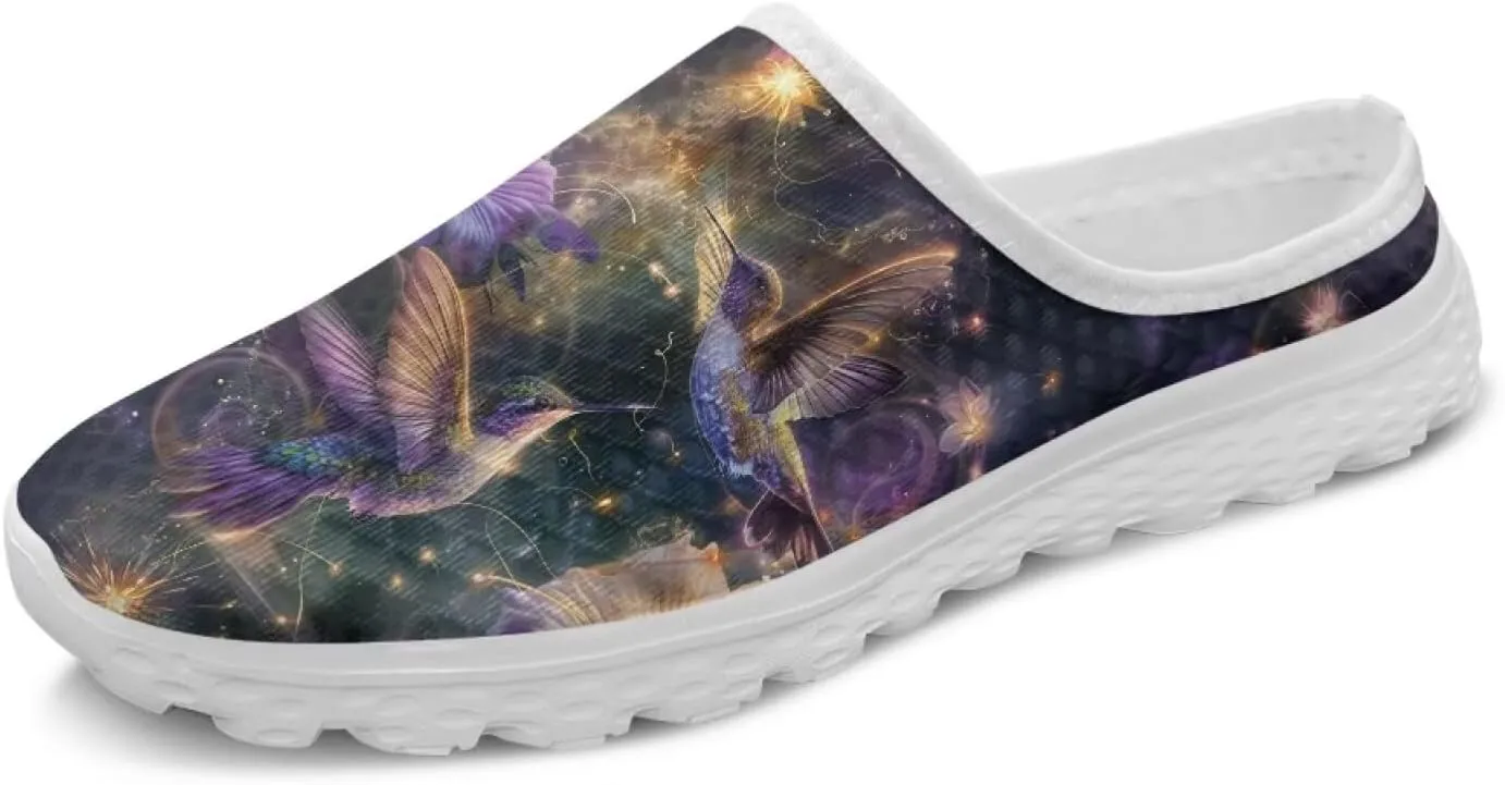 Animal Print Mule Sneakers for Women Mesh Running Shoes Low Top Mesh Loafers for Indoor Outdoor
