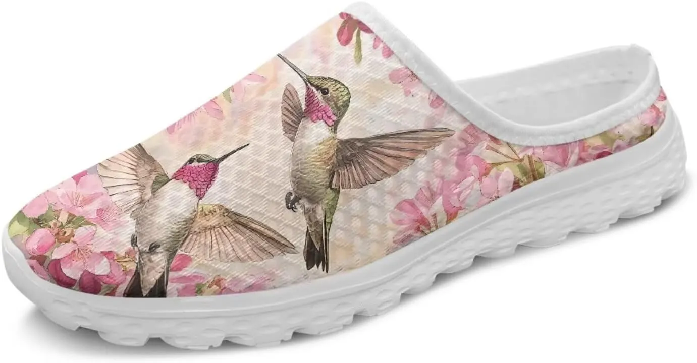 Animal Print Mule Sneakers for Women Mesh Running Shoes Low Top Mesh Loafers for Indoor Outdoor
