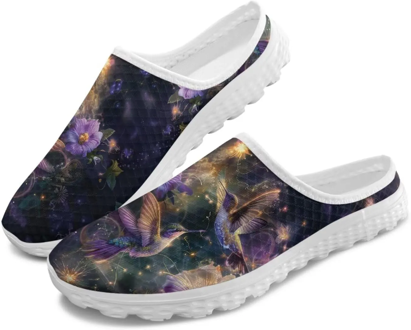 Animal Print Mule Sneakers for Women Mesh Running Shoes Low Top Mesh Loafers for Indoor Outdoor