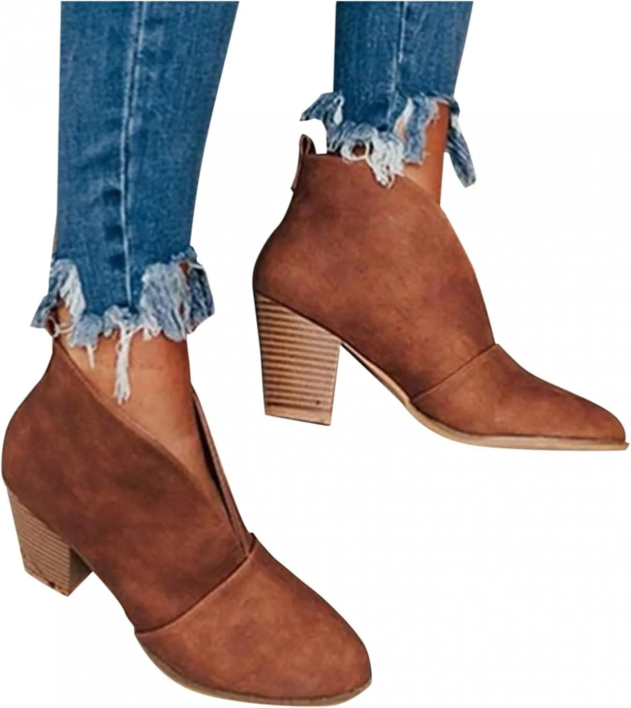 Ankle Booties for Women Low Heel,Rhinestone Ankle Booties Comfy Short Boots Chunky Block Western Shoes