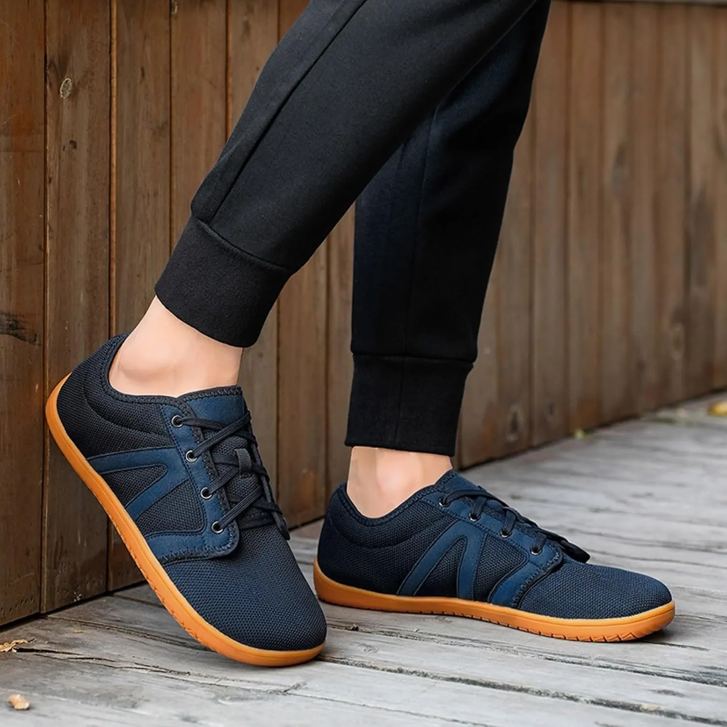 Arch Support Non Slip Minimalist Shoes for Men Breathable Elastic Fly Woven Mesh Sneaker Non Slip Walking Shoes