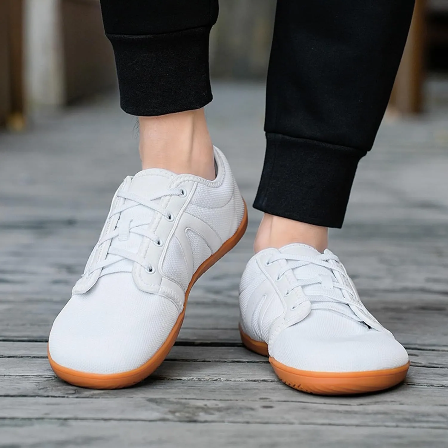 Arch Support Non Slip Minimalist Shoes for Men Breathable Elastic Fly Woven Mesh Sneaker Non Slip Walking Shoes