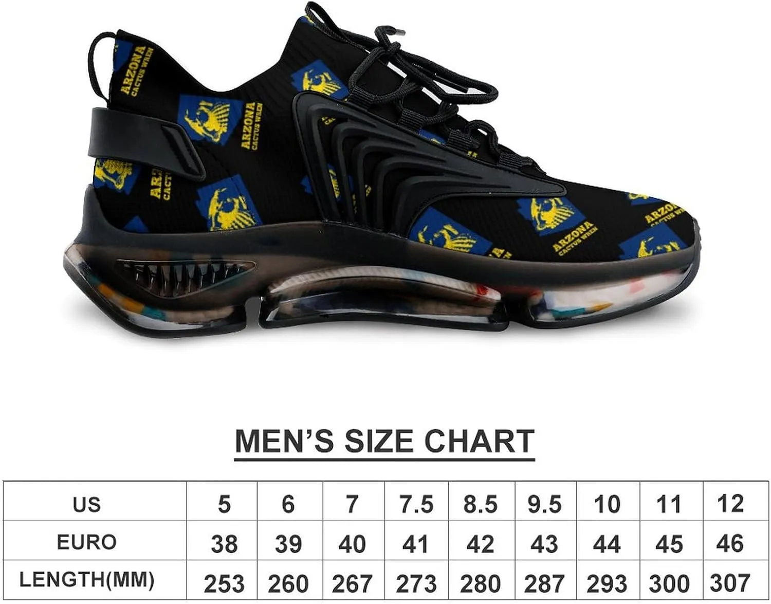 Arizona Cactus Wren Map Men's Running Shoes Lightweight Walking Shoe Breathable Sneaker