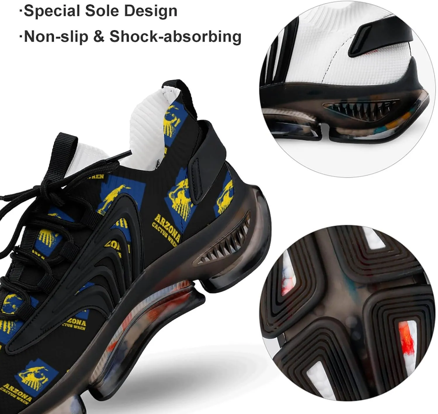 Arizona Cactus Wren Map Men's Running Shoes Lightweight Walking Shoe Breathable Sneaker