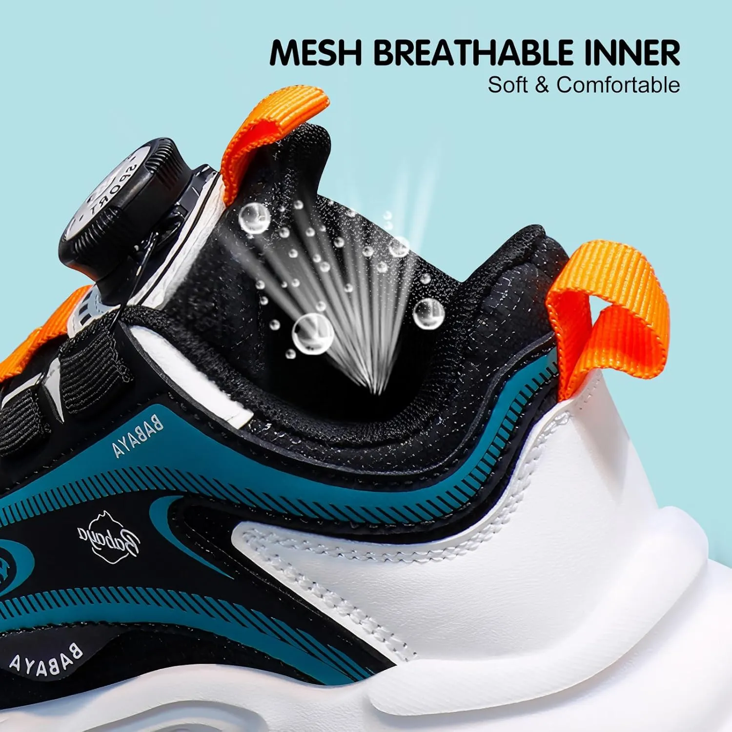 BABAYA Girls Boys Shoes Kids Running Tennis Rotate Buckle Fashion Sneakers Lightweight Breathable Athletic Outdoor Shoes