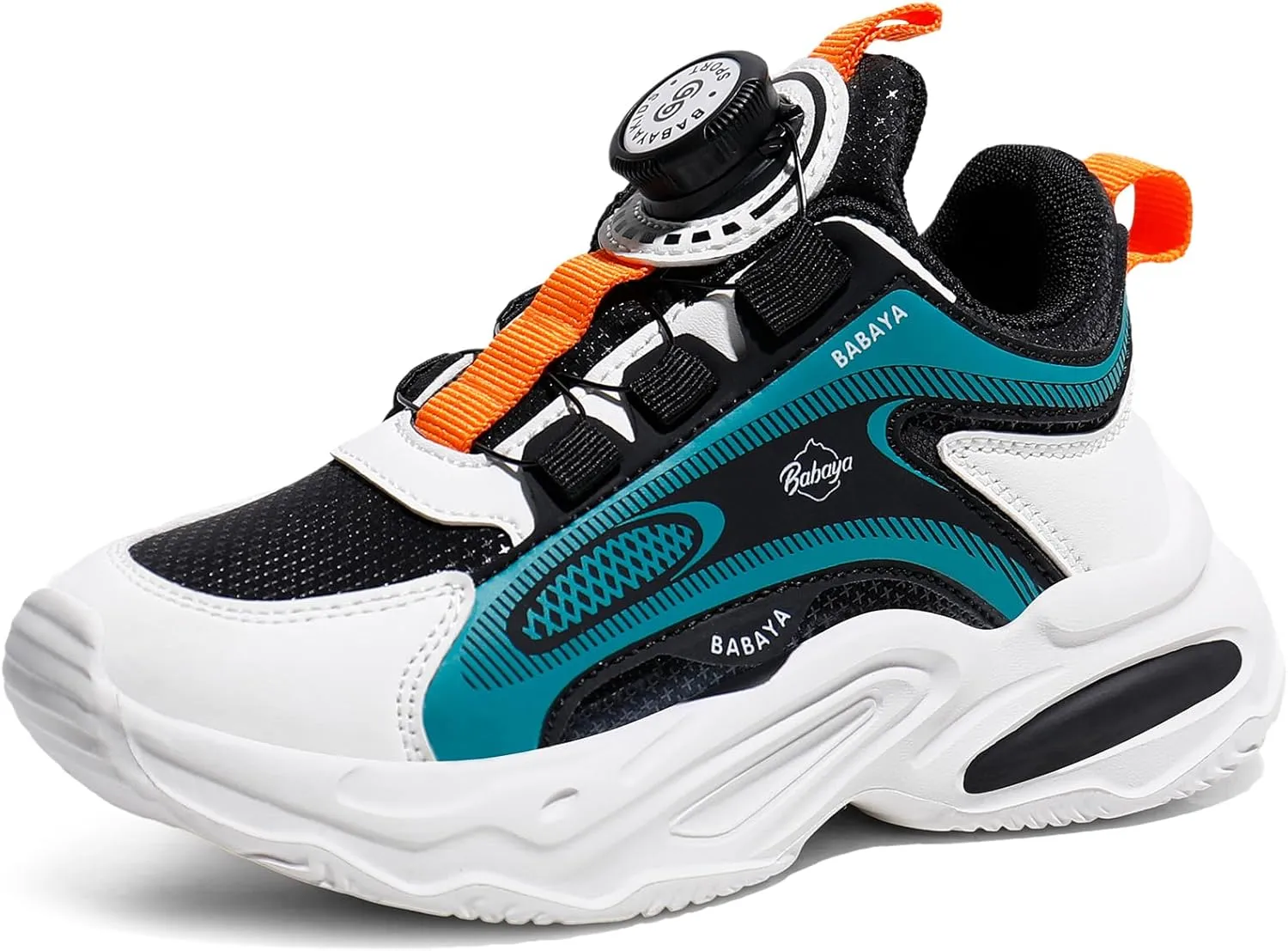 BABAYA Girls Boys Shoes Kids Running Tennis Rotate Buckle Fashion Sneakers Lightweight Breathable Athletic Outdoor Shoes