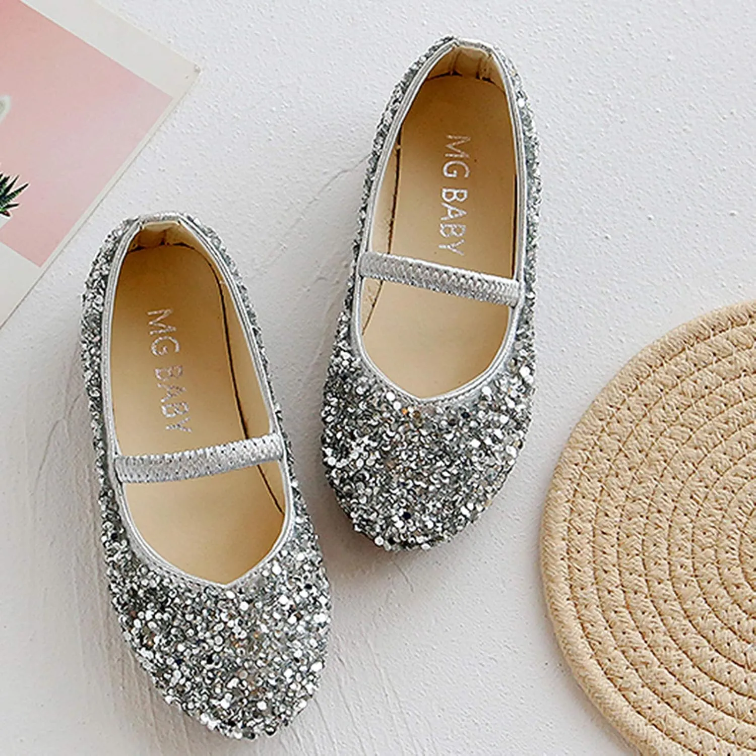 Baby Girl Shoes,Baby Children Girls Princess Shoes Bottom Dance Sequined Leather Soft Baby Dress Shoes