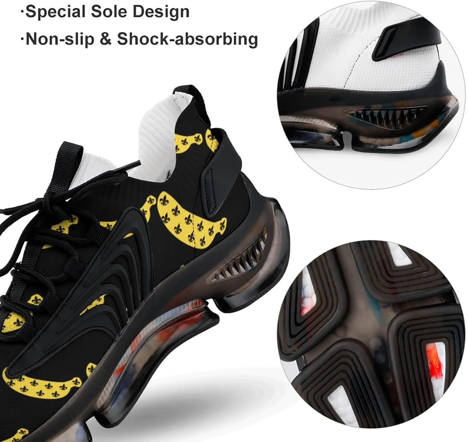 Banana Fleur De Li Men's Running Shoes Lightweight Walking Shoe Breathable Sneaker