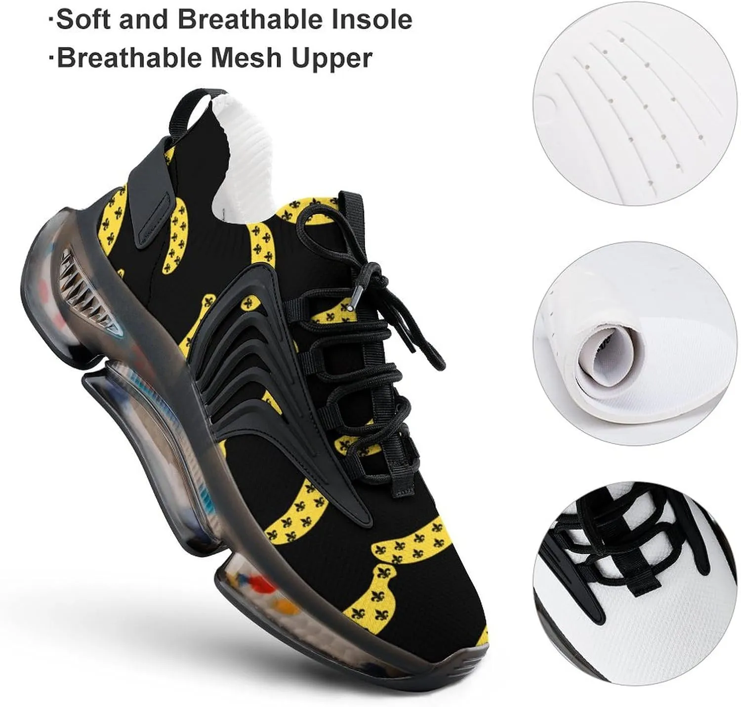 Banana Fleur De Li Men's Running Shoes Lightweight Walking Shoe Breathable Sneaker