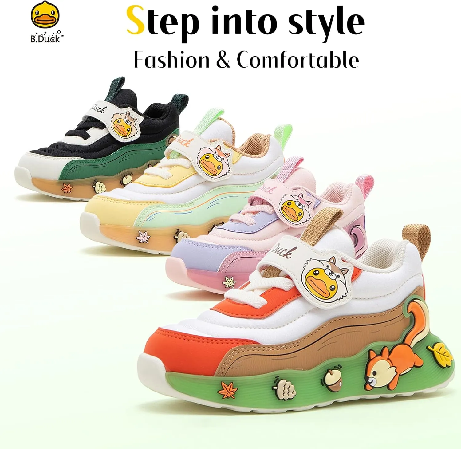 B.Duck Toddler Shoes for Girl and Boy Kids Shoes Toddler Sneakers Girls Shoes [Cute Cartoon Duck] Toddler Running Shoes Toddler Sneakers for Toddler/Little Kid Shoes Size 6-12
