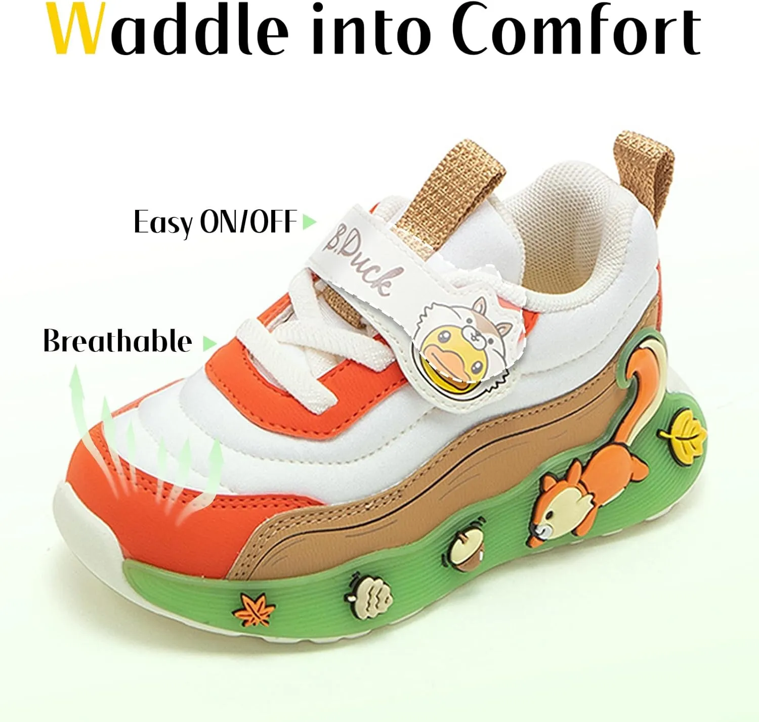 B.Duck Toddler Shoes for Girl and Boy Kids Shoes Toddler Sneakers Girls Shoes [Cute Cartoon Duck] Toddler Running Shoes Toddler Sneakers for Toddler/Little Kid Shoes Size 6-12
