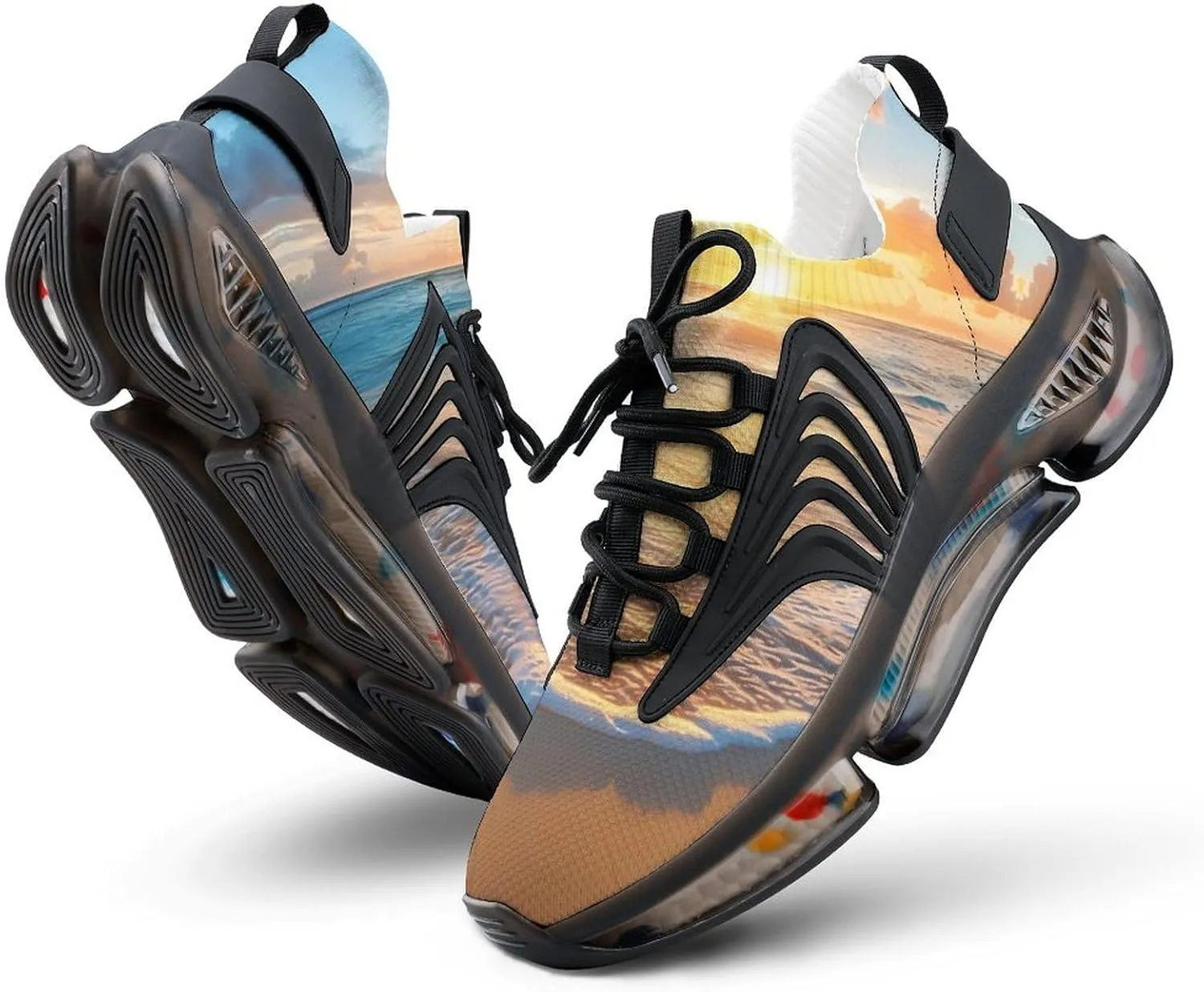 Beach Sea Sunrise Men's Running Shoes Lightweight Walking Shoe Breathable Sneaker