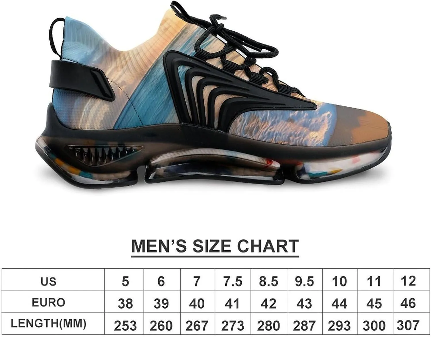 Beach Sea Sunrise Men's Running Shoes Lightweight Walking Shoe Breathable Sneaker