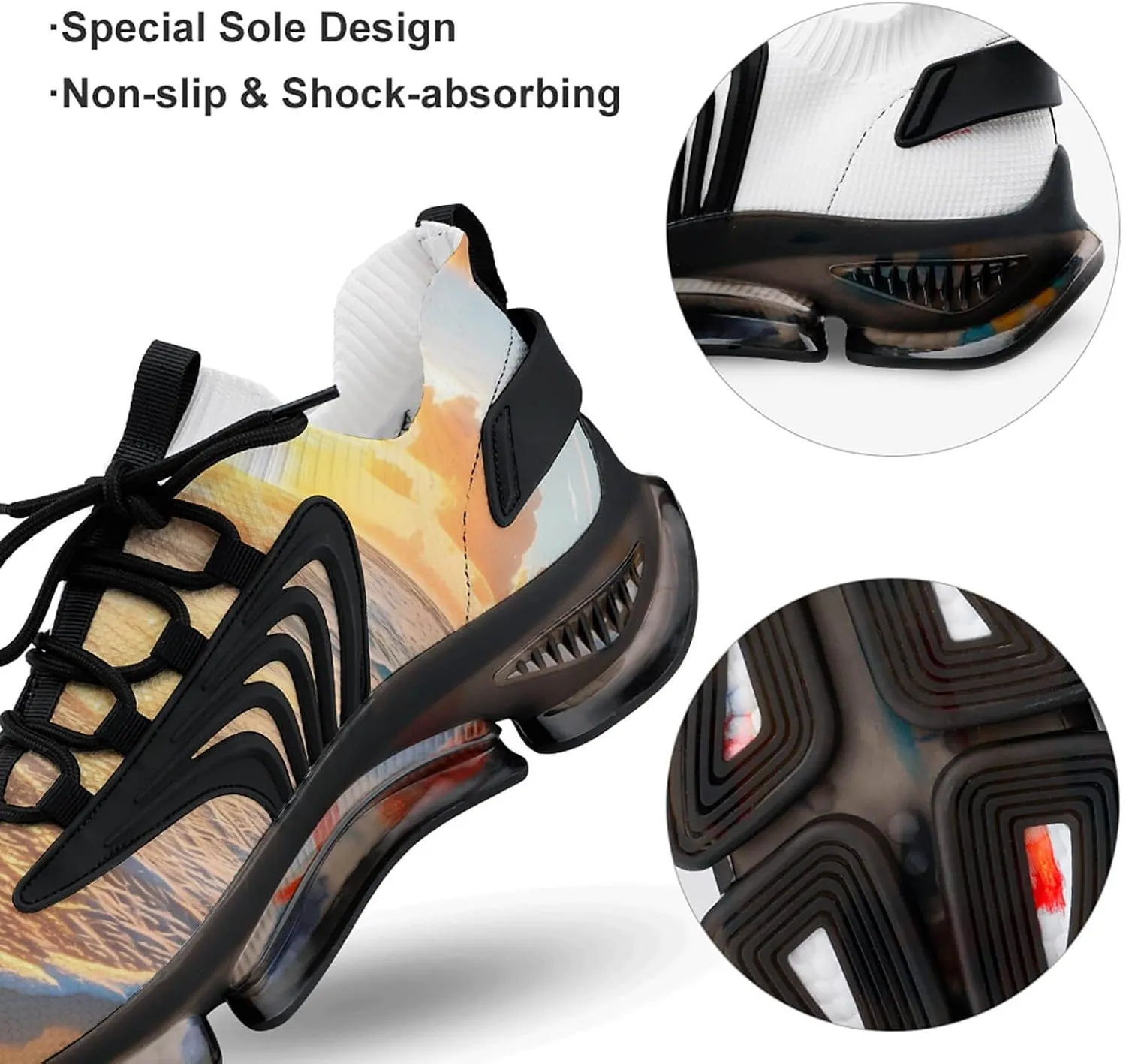 Beach Sea Sunrise Men's Running Shoes Lightweight Walking Shoe Breathable Sneaker