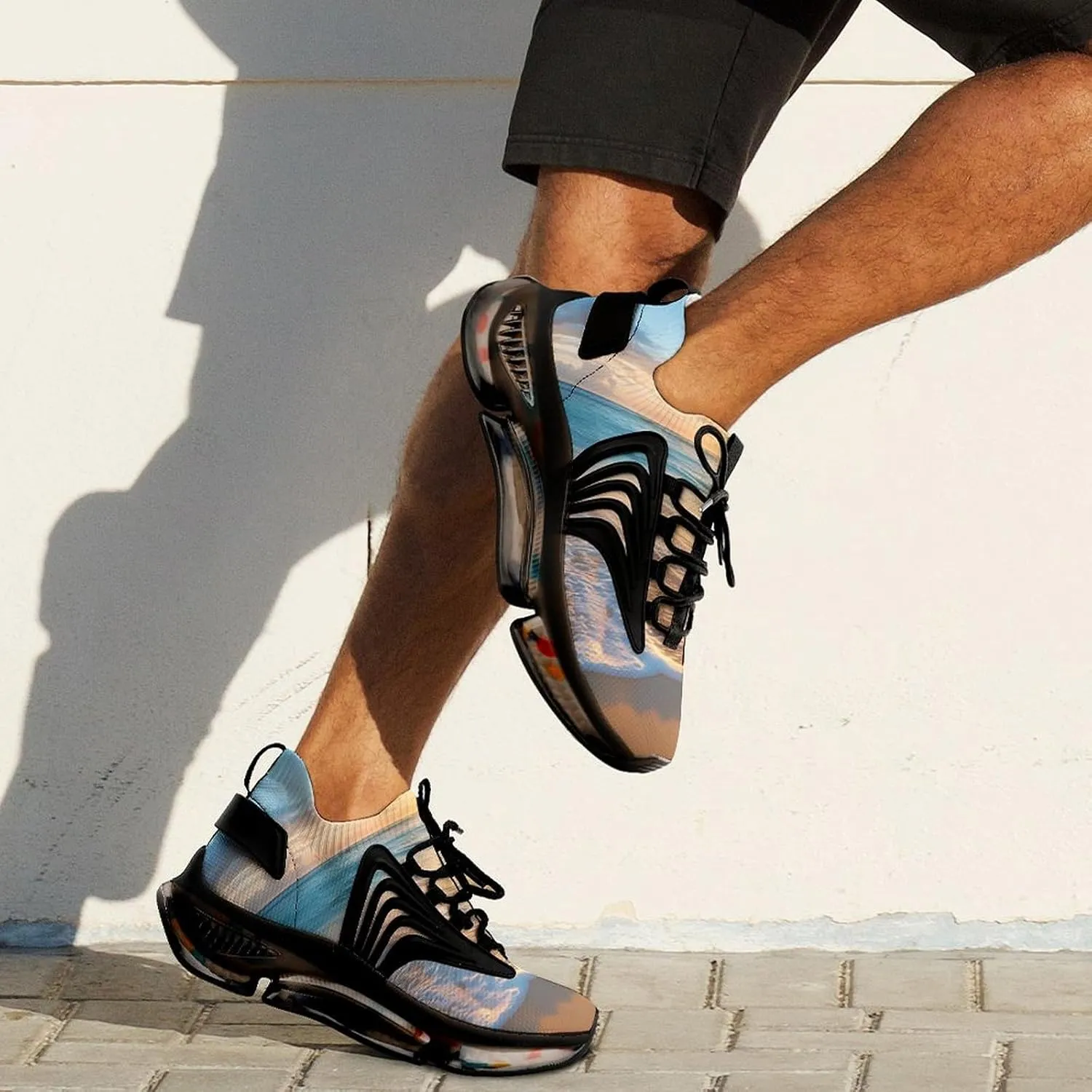 Beach Sea Sunrise Men's Running Shoes Lightweight Walking Shoe Breathable Sneaker