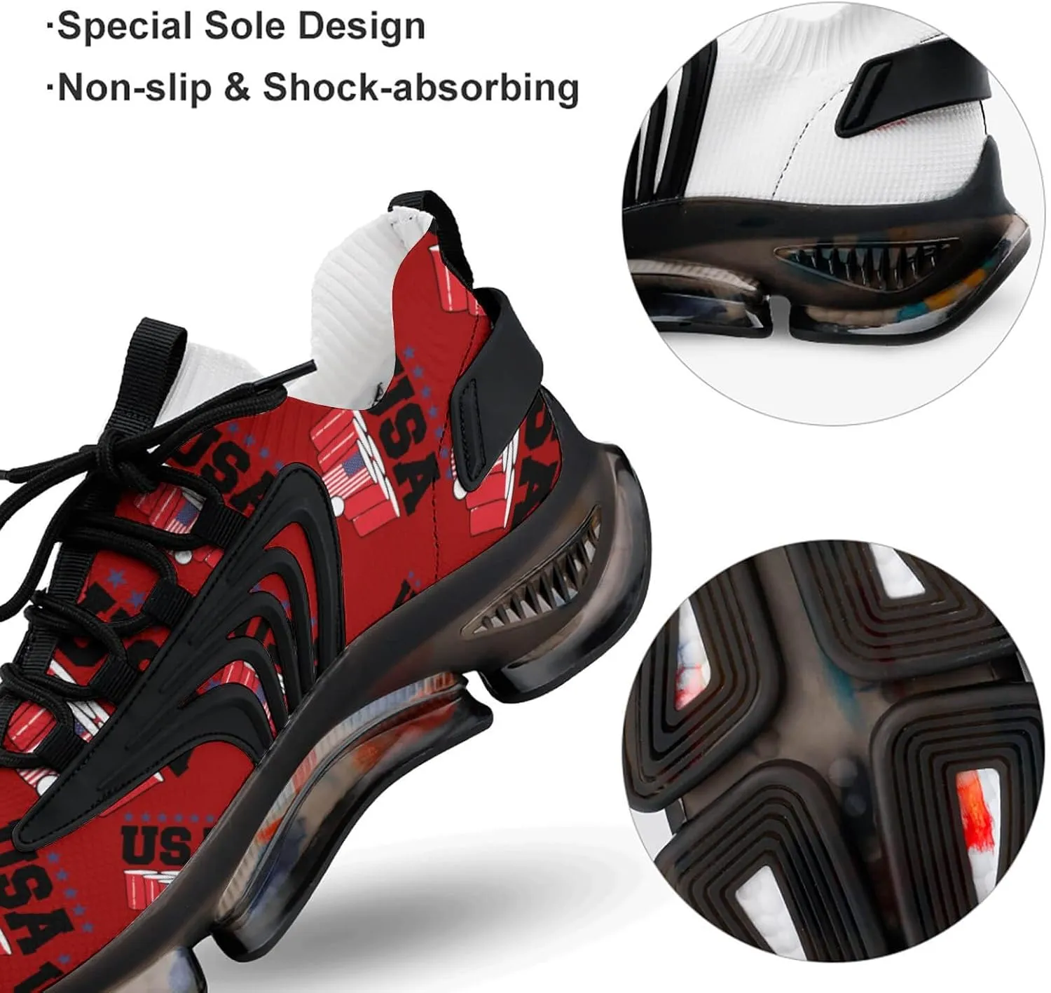 Beer Pong American Flag Men's Running Shoes Lightweight Walking Shoe Breathable Sneaker