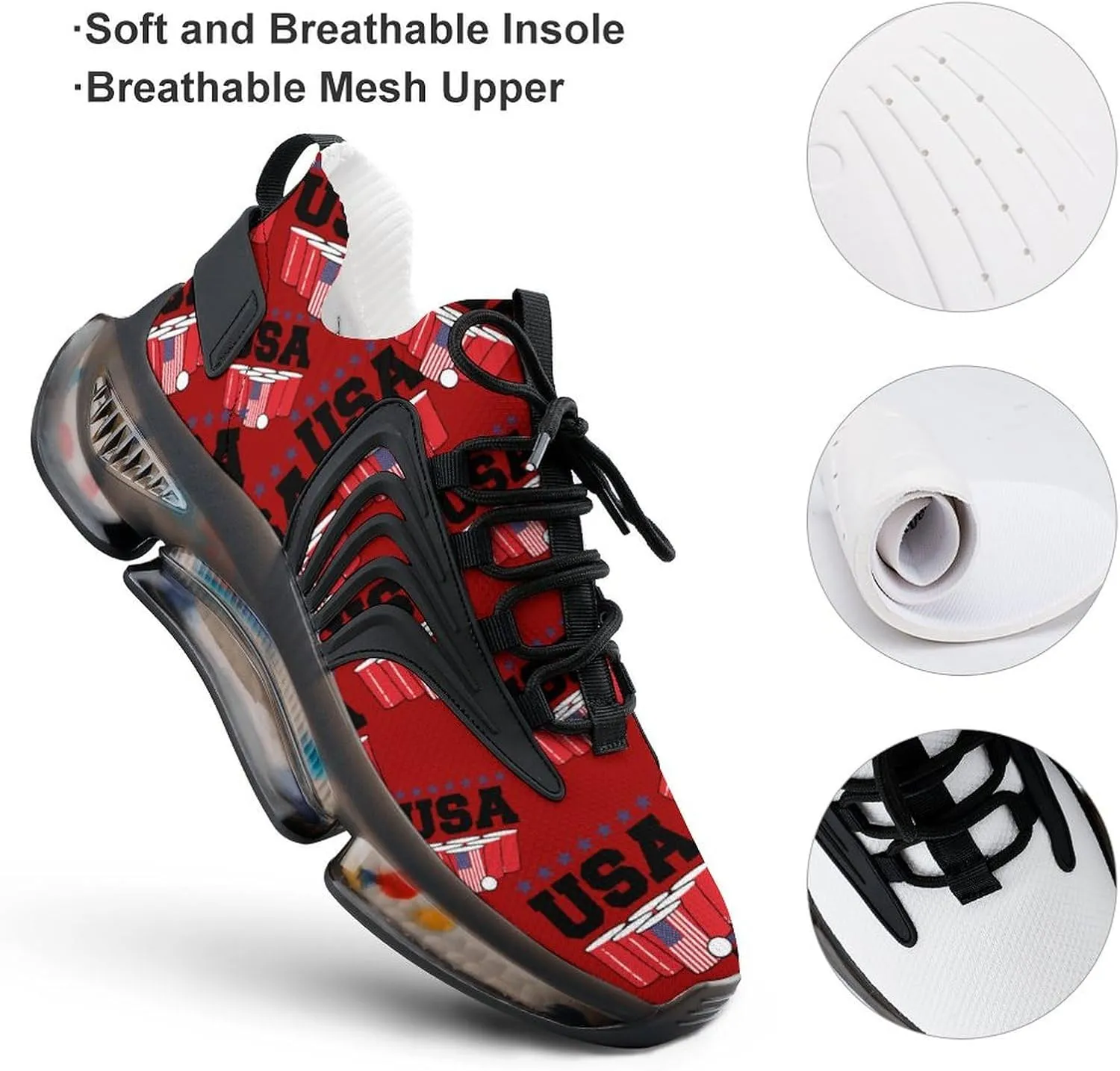 Beer Pong American Flag Men's Running Shoes Lightweight Walking Shoe Breathable Sneaker
