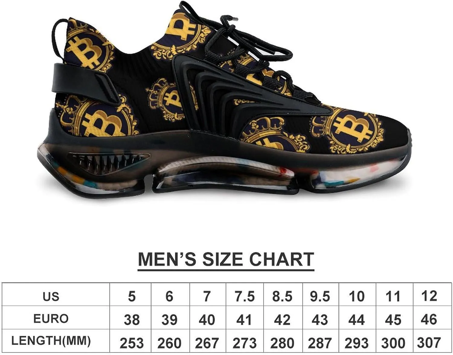 Bitcoin King Men's Athletic Running Shoes Breathable Walking Sport Sneakers