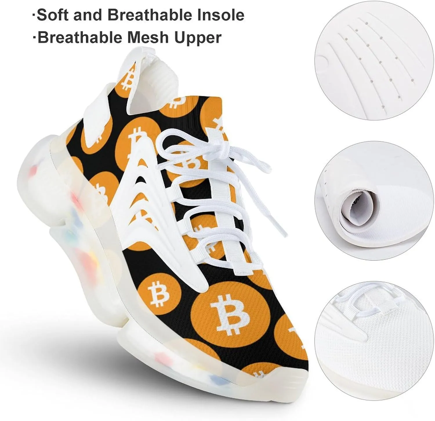 Bitcoin Men's Running Shoes Lightweight Walking Shoe Breathable Sneaker
