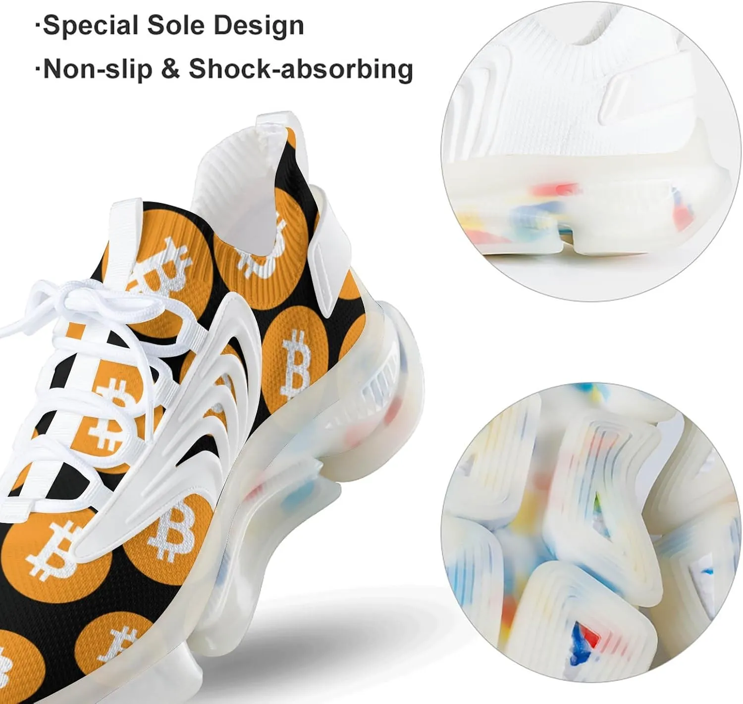 Bitcoin Men's Running Shoes Lightweight Walking Shoe Breathable Sneaker
