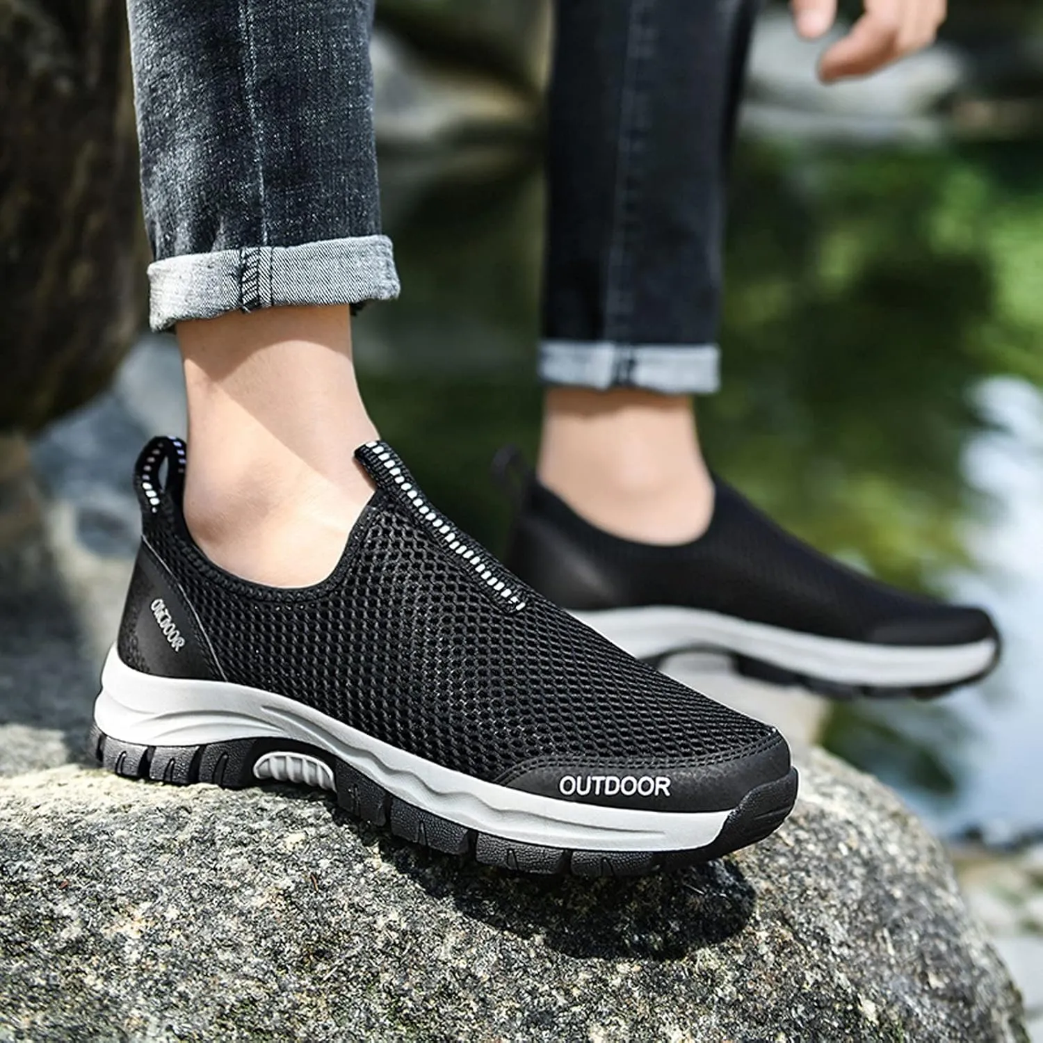 Bottom Casual Sport Shoes Fashion Slip-On Mountaineering Mesh Men Soft Sneaker Men Shoes