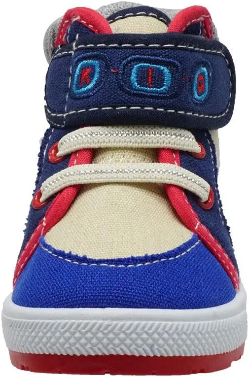 Boys Canvas Ankle Booties Knitted Collar Embroidered Hook and Loop Hiking Boots (Infant/Toddler/Littler Kid) Jet