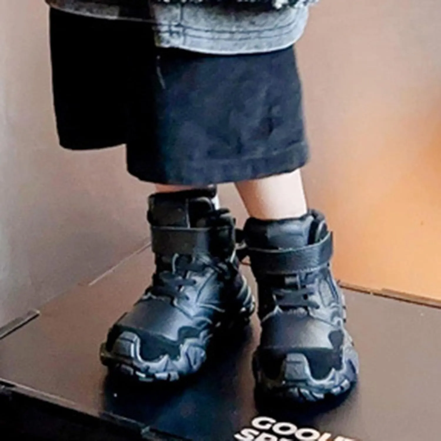 Boys Toddler Little Kid Warm Furry Winter Ankle Flat Snow Boot Snowproof Solid Color Boots Rubber Kids Footwear for Boys