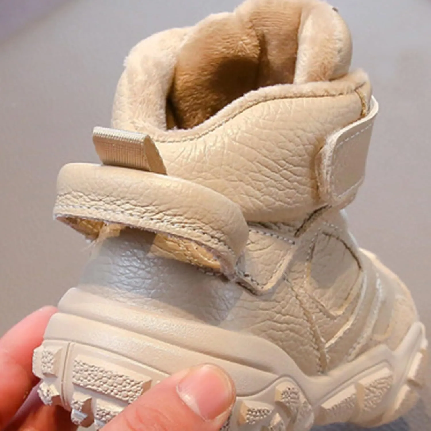 Boys Toddler Little Kid Warm Furry Winter Ankle Flat Snow Boot Snowproof Solid Color Boots Rubber Kids Footwear for Boys
