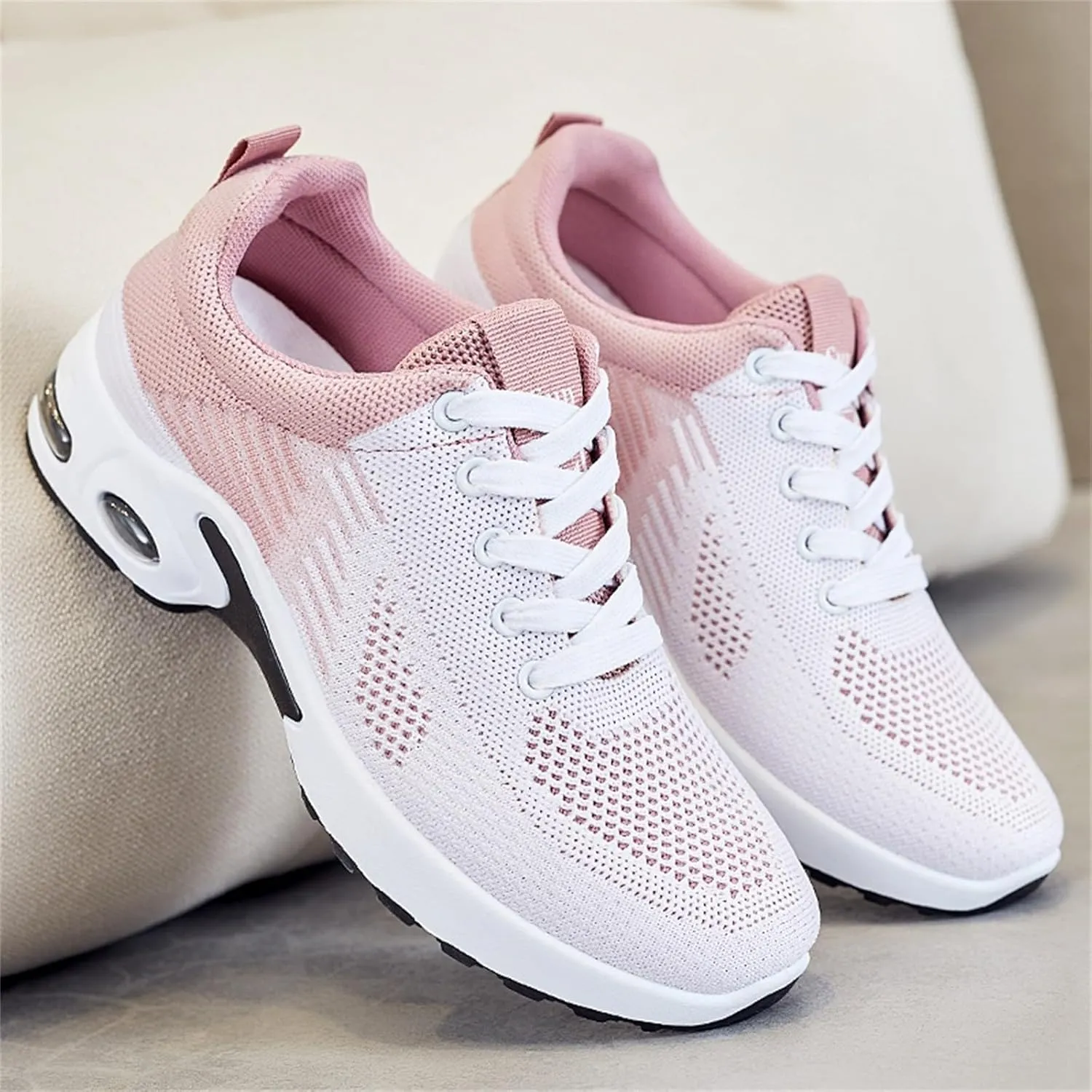 Casual Sneakers for Women Lightweight Breathable Non Slip Walking Shoes Air Cushion Running Tennis Walking Shoes Mesh Breathable Fashion Sneakers Work Tennis Sport Athletic Trainers