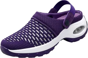 Cathalem Flat Sandals for Women, Mules Clogs for Women Air Cushion Platform Mesh Mules Sneaker Sandals for Female