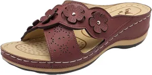 Cathalem Orthopedic Sandals for Women Slip On Walking Slippers with Arch Support Cushion Platform Sandals Dressy Summer