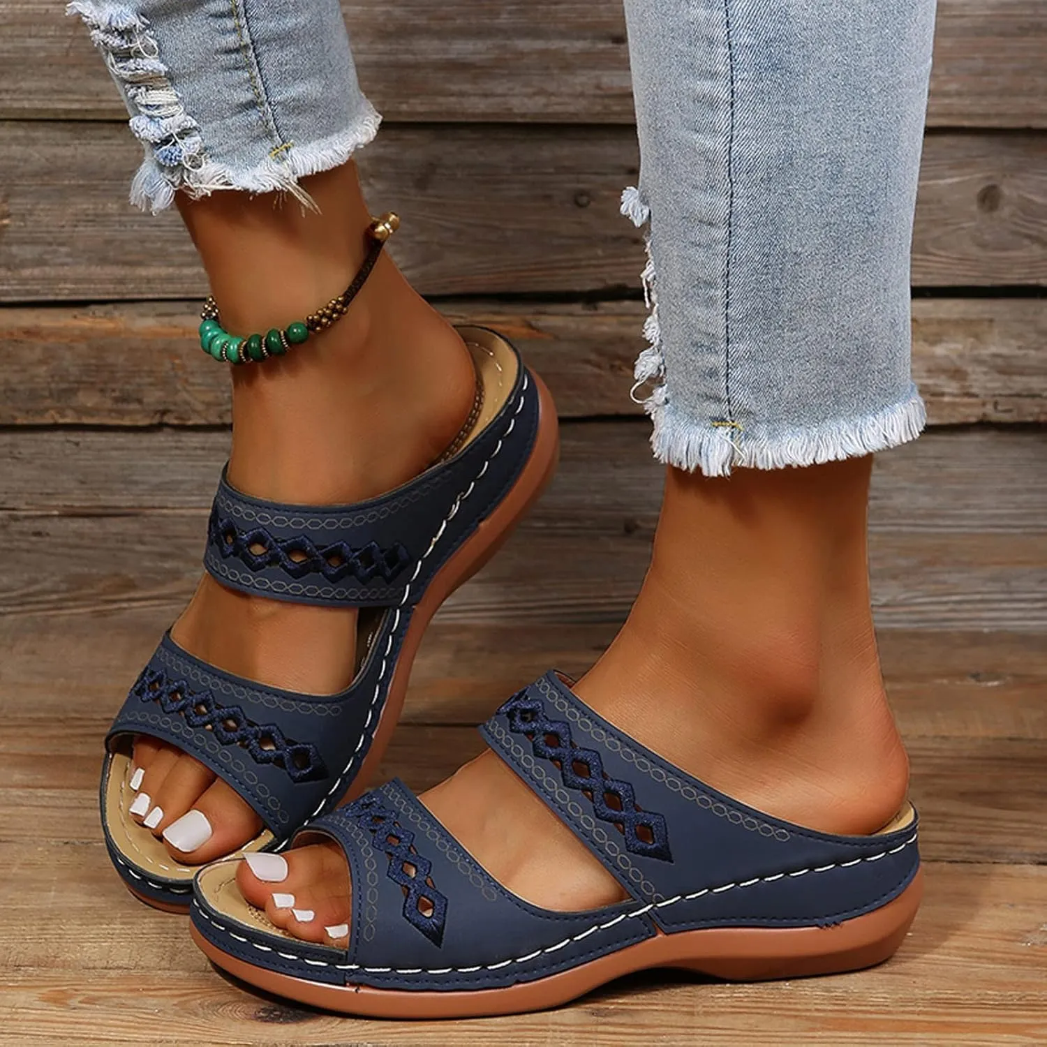 Cathalem Orthotic Sandals for Women, Orthopedic Wedge Sandals for Women Comfortable Walking Sandals with Arch Support