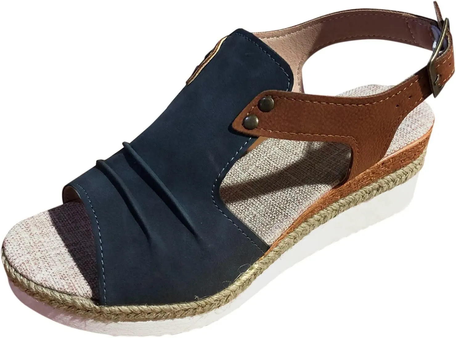 Cathalem Sandals Women Orthopedic Flat Open Toe Ankle Strap Espadrilles Sandals Casual Strappy Slip on Sandals Boho Sandals