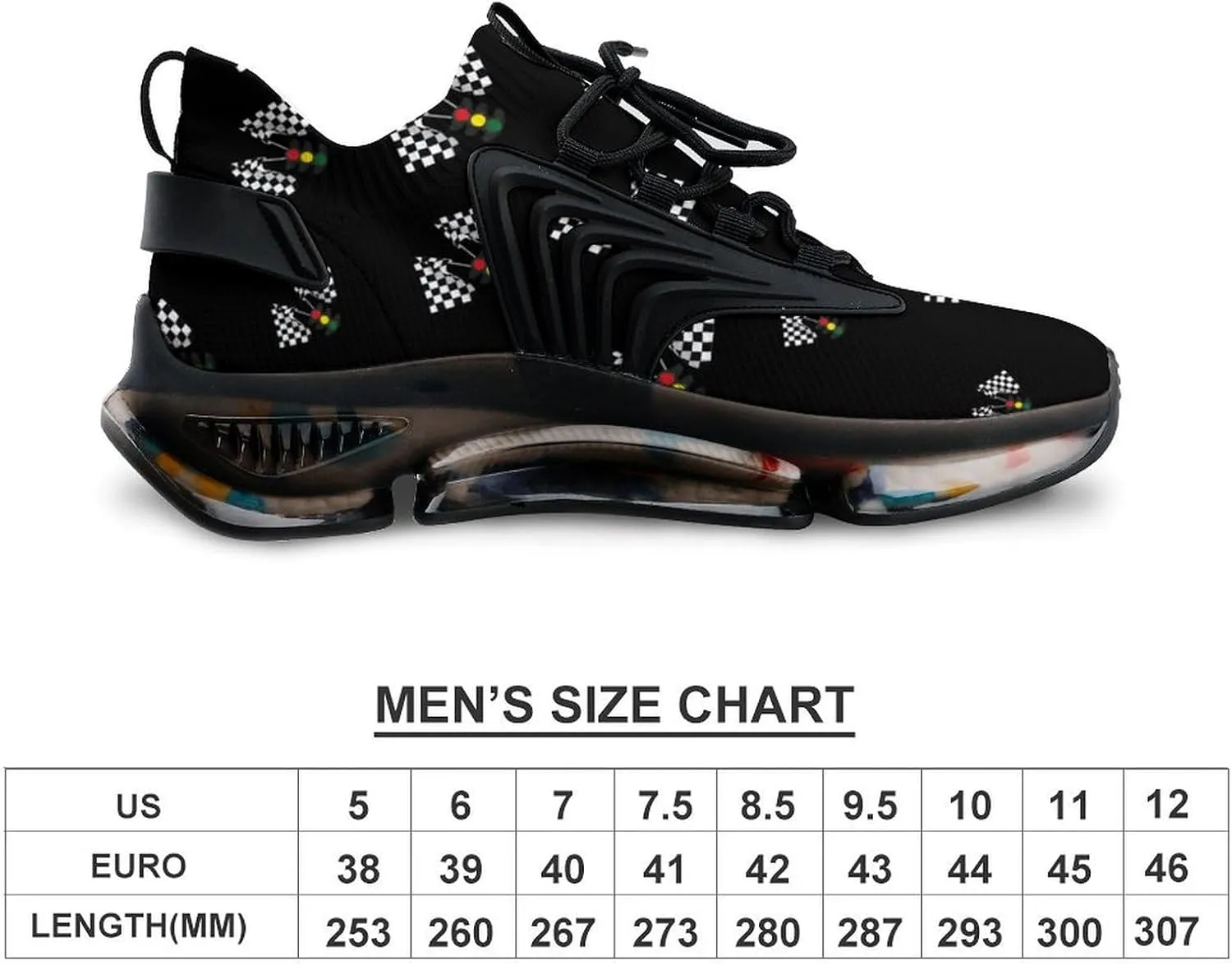 Checkered Flag Traffic Lights Men's Running Shoes Lightweight Walking Shoe Breathable Sneaker