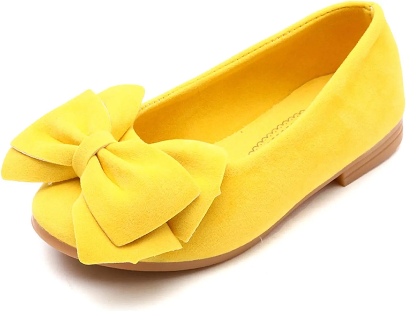 Children Baby Girls Solid Bowknot Student Single Soft Dance Princess Shoes for Little Kid 12M-5.5Y