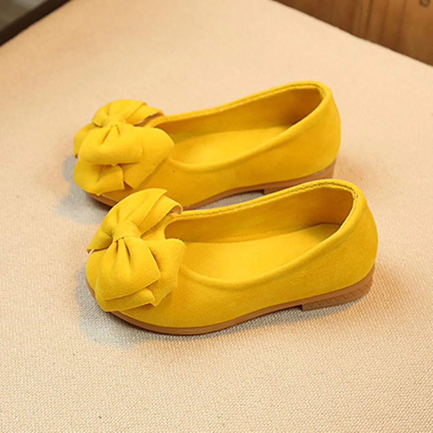 Children Baby Girls Solid Bowknot Student Single Soft Dance Princess Shoes for Little Kid 12M-5.5Y