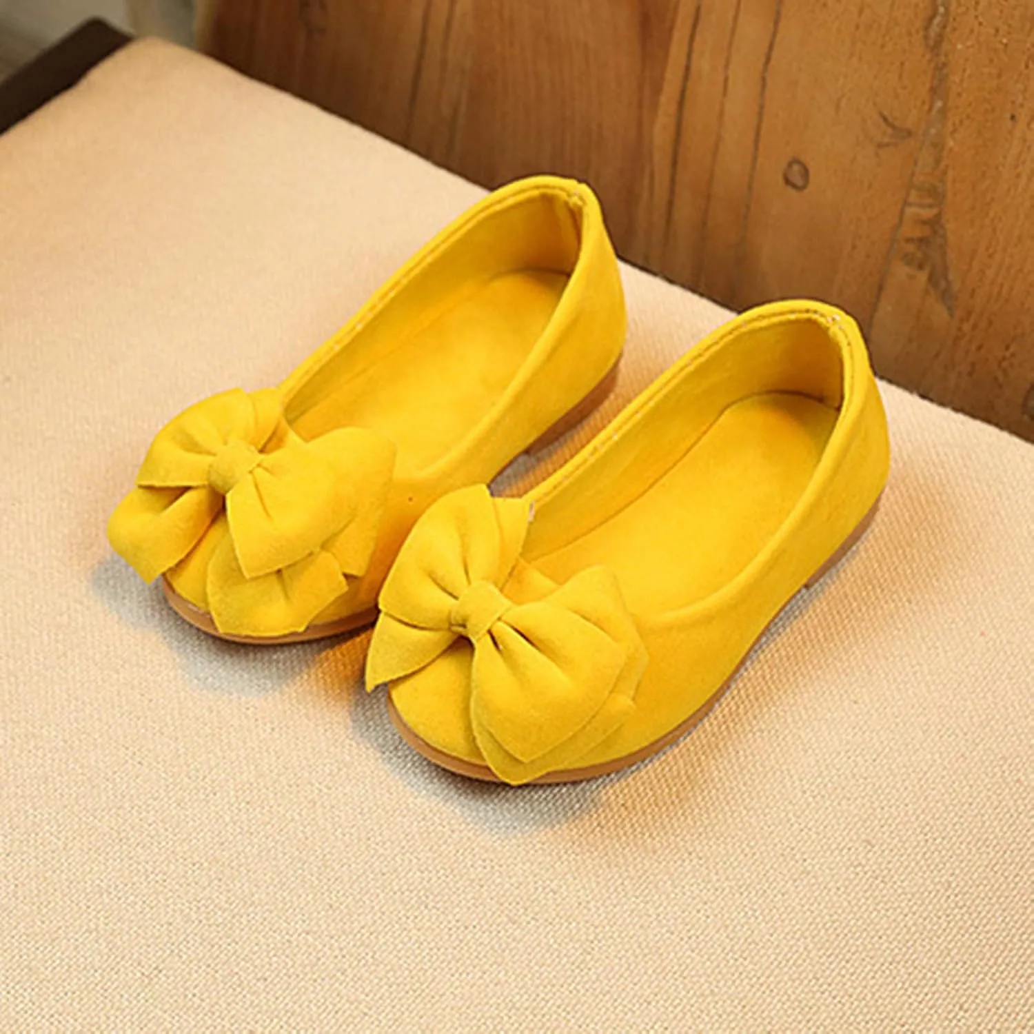 Children Baby Girls Solid Bowknot Student Single Soft Dance Princess Shoes for Little Kid 12M-5.5Y