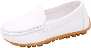 Coerni Dinosaur Shoes for Boys & Girls, Toddler to Little Kid, Soft Slip On Loafers, Dress Flat Boat Casual Shoes (White, 21)