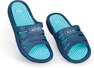 Collections Etc Men's Massaging Comfort Slippers Navy 8