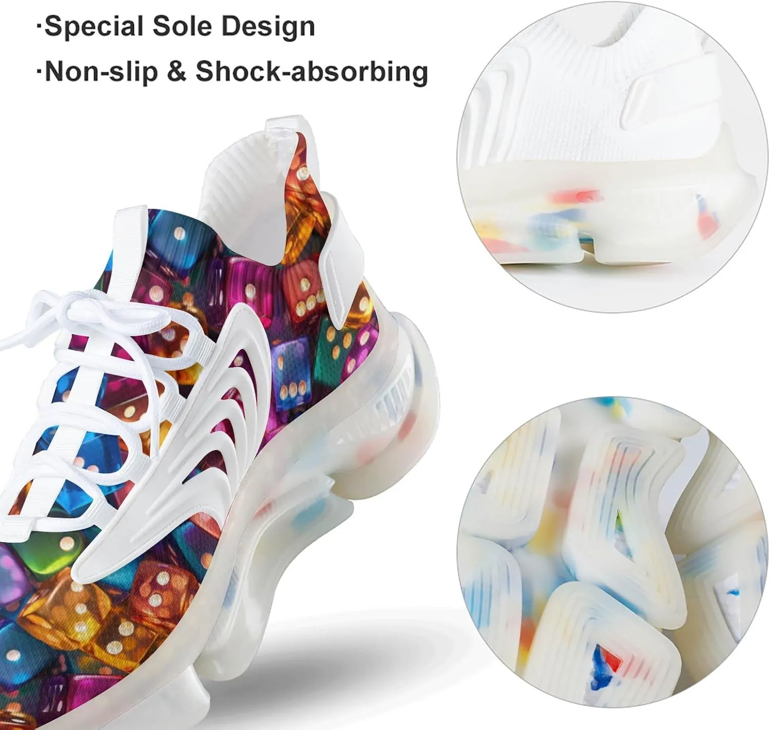 Colorful Dice Men's Running Shoes Lightweight Walking Shoe Breathable Sneaker