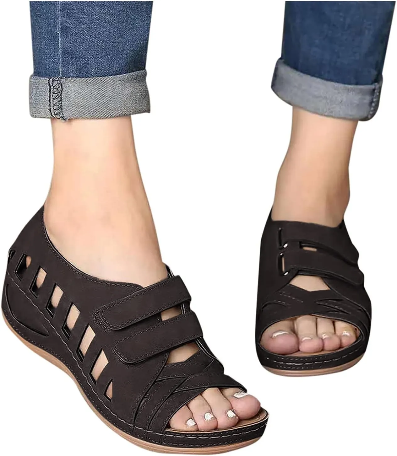Comfort Sandals for Women Wide Width Strap Open Toe Gladiator Flats Sandals Casual Daily Walking Summer Shoes