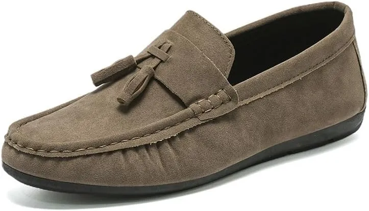 Comodish Men's Loafers Nubuck Leather with Tassel Driving Style Loafer Slip Resistant Lightweight Flexible Casual Slip-ons