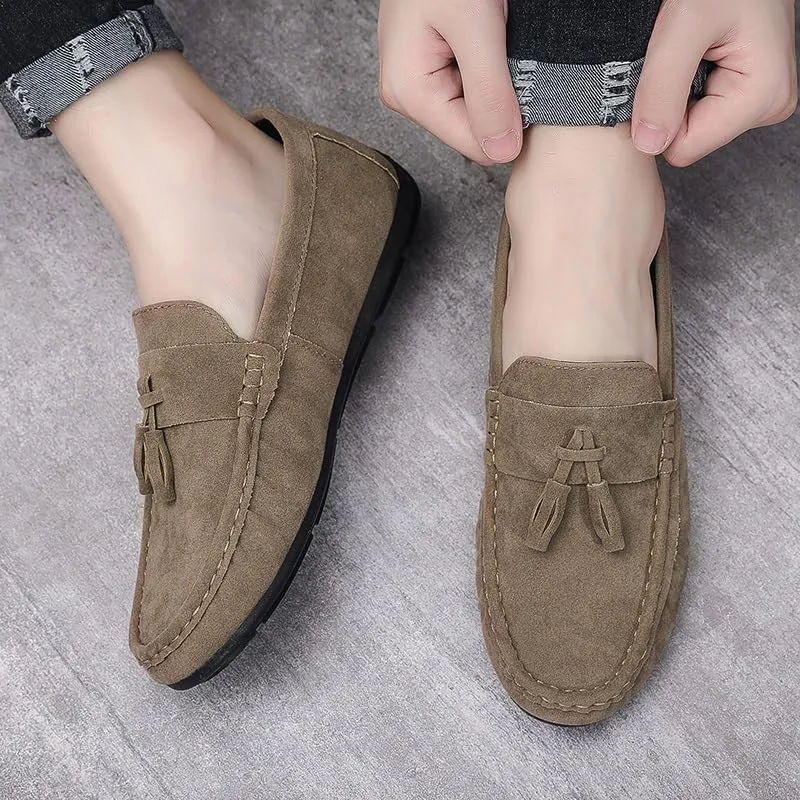 Comodish Men's Loafers Nubuck Leather with Tassel Driving Style Loafer Slip Resistant Lightweight Flexible Casual Slip-ons